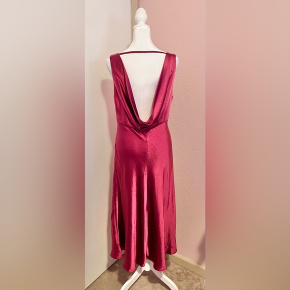 Lulus Incredible Love Magenta Satin Cowl Back Midi Slip Dress - Picture 11 of 16